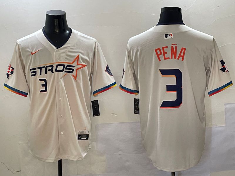 Men Houston Astros #3 Pena Cream Fourth generation Joint Name 2025 Nike MLB Jersey style 4154